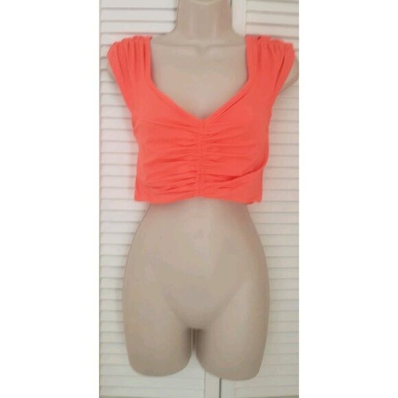 NEW FREE PEOPLE MOVEMENT BREATHE DEEPER CROP TANK BLOOD ORANGE MEDIUM - Picture 4 of 9